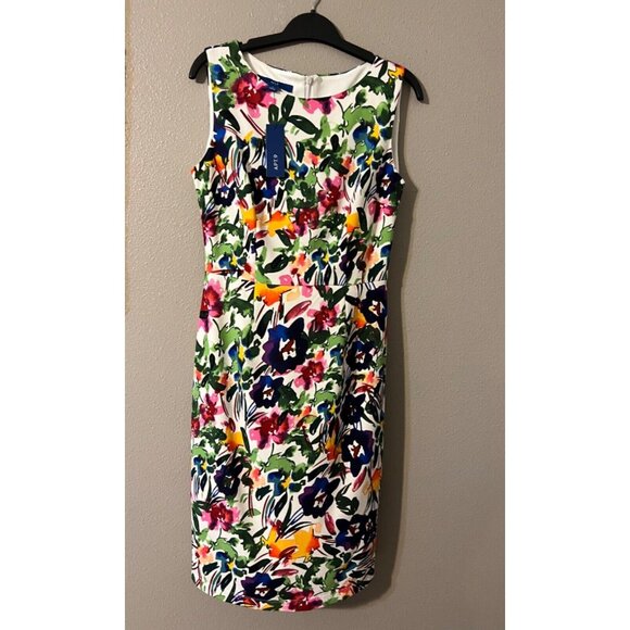 APT. 9 Dress 6 Garden Floral Stretch Sheath NWT Washable Sleeveless NEW - Picture 5 of 6